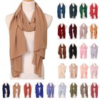 Muslim Women Plain Chiffon Hijab Islamic Crinkle Turban Scarf Shawl 25 Colors