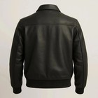 Men Black Leather Bomber Jacket Classic Zip Up Casual Winter Coat
