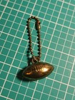 Vtg Football Metal Key Chain Keychain Gold Tone 