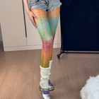 Lady Girls Rainbow Gradient Color Lace Net Tights Heart Cute Pantyhose Stockings