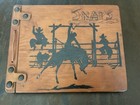 Vintage Wood Photo Album  snaps  Cowboy Buckaroo Western 8x10  Scrapbook 1940   s