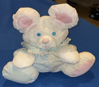 Fisher Price Puffalumps Baby Mouse With Rattle White Green Yellow 1988-1994