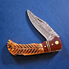 Custom Made Forged Damascus Steel Folding Pocket Knife Leather Sheath Hh-173