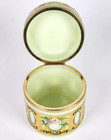 Rare   Antique French Late 19th Century Opaline Glass Painted Hinged Round Box