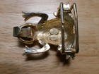 Vtg Frog Belt Buckle Signed Mimi Di N 1975 Shiny Gold Tone