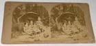 Rare Antique Victorian American Kids Umbrella Cottage Toys Doll Stereoview Photo