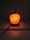 Natural Himalayan Salt Lamp Apple Shape Inline Switch 7 25  High Wood Base 