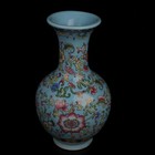 Chinese Old Porcelain Blue Background Enamel Colored Vase