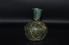 Large Genuine Ancient Roman Glass Bottle With Green Patina In Good Condition