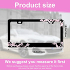 Cherry Blossom License Plate Frame     Stylish Black Frame With Pink Cherry Blosso