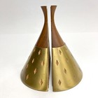 Westwood Mid Century Brass And Walnut Bookends Set Tony Paul 1950s