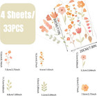33pcs Boho Floral Wall Decor Decals Removable Pink Watercolor Wildflower Sticker