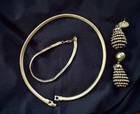 Vintage Gold Tone Jewelry Set Necklace Bracelet Earrings Fashion