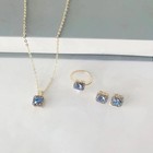 3pcs Cz Stone Jewelry Set Necklace Earrings Ring Silver Tone Women Gift