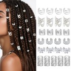 60pcs Hair Jewelry Braid Cuffs Silver Hair Jewels For Women Dreadlock
