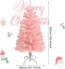 Ccinee 3ft Artificial Christmas Tree  Pink Tabletop Hinged Christmas Tree With M