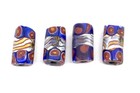 4 Old Venetian Antique Purple Banded Multi Millefiori African Glass Trade Beads
