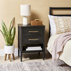 Nightstand 2-drawer Bedside End Table Storage Organizer Shelf Stand Black