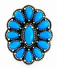 Carolyn Pollack Sterling Silver Sleeping Beauty Turquoise Cluster Ring size 10