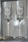 Mr    Mrs  Champagne Flute Set White Heart Shaped Toasting Glasses Gently Used