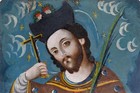 Mexican Retablo  san Juan Nepomuceno   Oil Painting On Tin - 9 75  X 7 