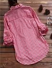 Ladies Long Sleeve Size Check Plaid Loose Casual Tops Shirt Blouse Plus Womens