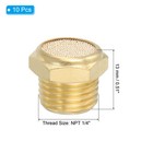 10 Pcs 1 4  Npt Brass Pneumatic Exhaust Muffler  Flat Sintered Filter  Golden
