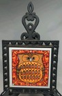 Holt Howard Groovy Owl Trivet Ceramic Tile   Cast Iron Vintage 1970 s Kitsch
