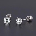 Silver Cz Stone Stud Earrings For Women Men Cartilage Screw Back Earrings Gift