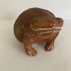 Hand Carved Stone Frog Figurine Statue Brown Ethnic Heavy