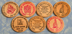 Lot Of 7 Vintage Massachusetts Wooden Nickels Tokens Wood Coin Collection Ma