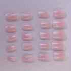 24pcs Short Square Press On Nails Pearlescent Full Cover Glossy False Nails Pink