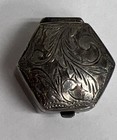 Vintage Engraved Sterling Silver Octagon Pill Box