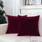 Jeneoo Set Of 2 Velvet Throw Pillow Covers 20x20 Inches Burgundy Red