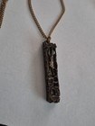Vtg 1978 Bronze Mezuzah Scroll Pendant Necklace Jewish Parchment Israel Judaica