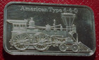 American Type 4-4-0 Steam Engine Bar-golden State 1 Troy Oz 999 Silver