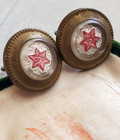 Antique Victorian Sulfide Glass Red Star Pair Picture Nails Set Lot