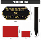 Private Property No Trespassing Sign With Stake  7 09 X 3 54 Inches Self Adhesiv