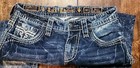 Mens Rock Revival Jeans  novert  Leather Inserts Slim Straight 32 X 31 Euc