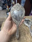 Vintage Rare Silver Plated Mirror Brush Comb Vanity Ornate Bridal Set