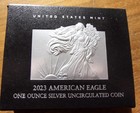 2023 W American Eagle 1 Ounce Silver Uncirculated Coin  Us Mint 23eg Coa  box B 
