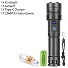 Powerful Xhp120 Led Flashlight Usb C Rechargeable Tactical Camping Torch