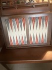 Vtg Needlepoint Backgammon Board On Oak Frame - Unique Design
