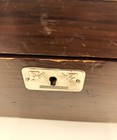 Vintage Wooden Sewing Box With Inside Tray  Silver-tone Handle - Notions  Thread