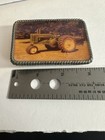 Vtg John Deere Metal Belt Buckle W an Epoxy Coated Picture Of A John Deere Trac