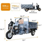 1500w Electric Cargo Trike W  Hydraulic Dump  60v Battery 1764lb Capacity