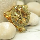 Brass Sundial Compass With Wooden Box   Vintage Style Engraved Antique Gift