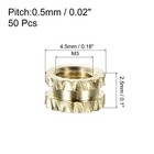 50pcs Knurled Insert Nuts  M3x2 5mm l x4 5mm od  Brass Female Threaded Inserts