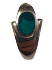 Vtg Heavy Quality Sterl Silver 925  Bracelet With Turquoise Inlay Taxco Mexico 