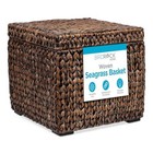 Seagrass Storage Basket W lid Handwoven Cube Box Organizer  Blankets Toys Papers